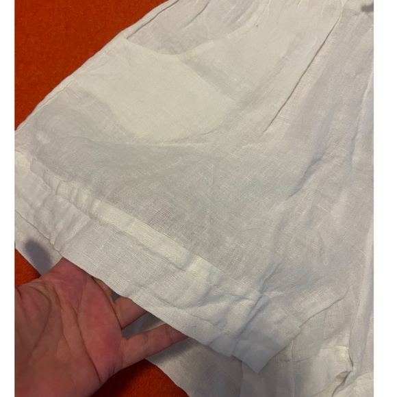 Retro white high waist pure linen gathered shorts bermudas NWT - Picture 5 of 9